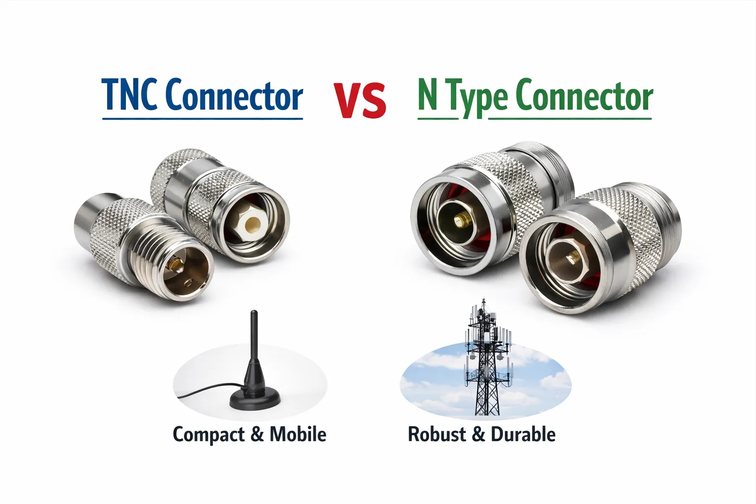 موصل TNC مقابل النوع N: الاختلافات الرئيسية، والاستخدامات، وكيفية الاختيار