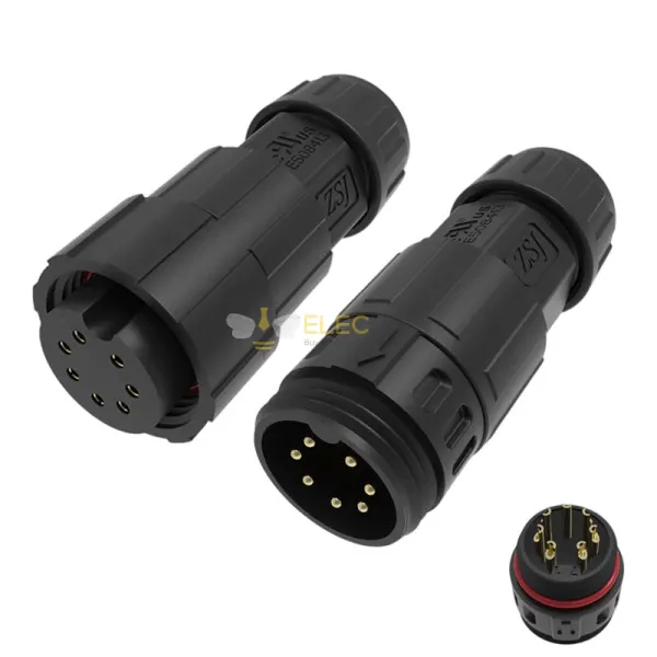 Elecbee M19 Wasserdichter Luftfahrt-Steckverbinder 7-Pin 5A 110V IP68 Lötstoff Typ Männliche & weibliche Stecker-Paar für LED-Stromkabel im Freien