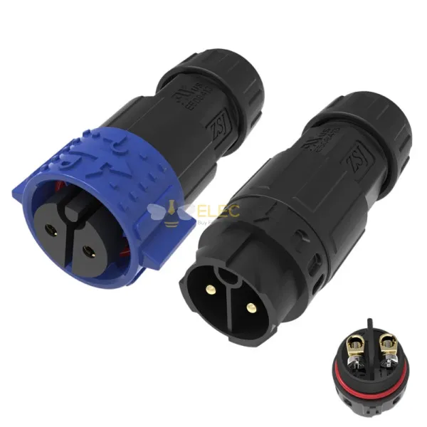 Elecbee M19 Quick-Lock Wasserdichter Stecker, 2 Pin 20A 500V IP68 AC-Stromanschlussstecker, lötfreie Schraubklemme Stecker & Buchse Set für LED-Wachstumsleuchten