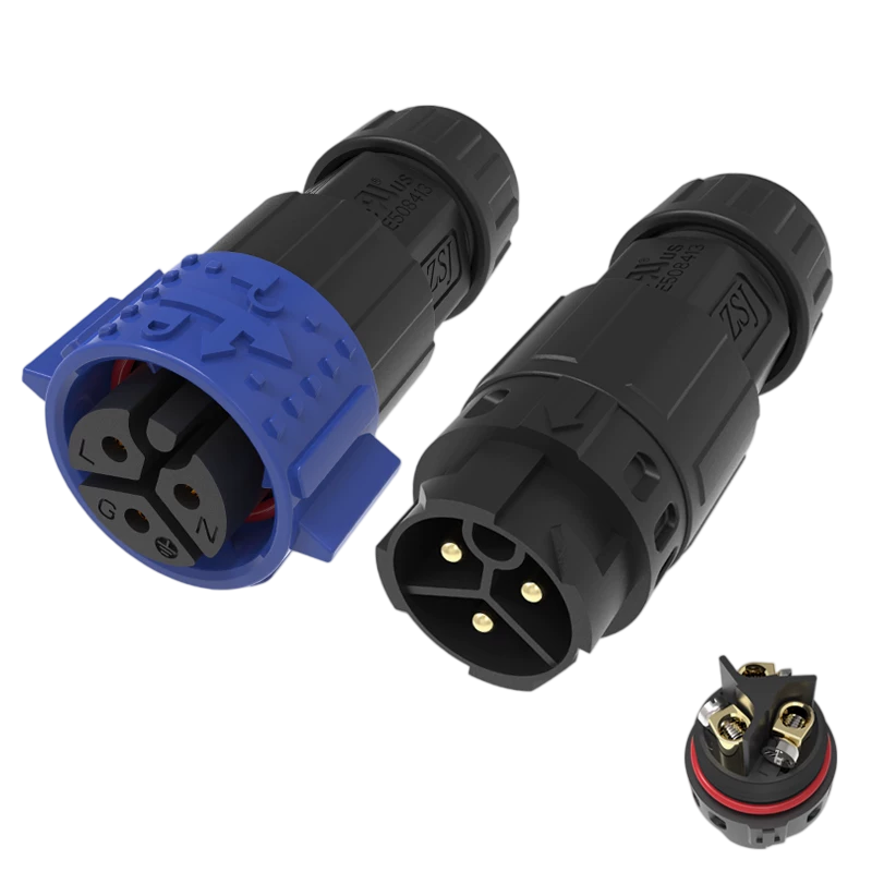 Elecbee M19 Hızlı Kilitli Su Geçirmez Konnektör, 3 Pin 15A 500V IP68 AC Güç Giriş Fişi, LED Büyüme Işıkları için Lehimsiz Vidalı Terminal Erkek ve Dişi Set