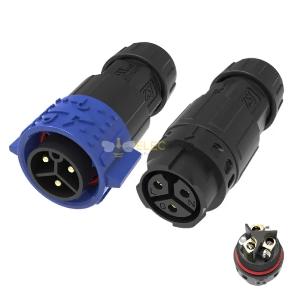 Elecbee M19 Reverse Geschlecht Quick-Lock Wasserdichter Stecker, 3 Pin IP68 In-Line-Luftfahrtstecker, Lötloser Schraubanschluss Stecker / Buchse Kabel-Klöser