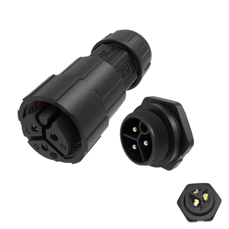 Elecbee M19 后面板安装防水连接器,3 针 15A 500V IP68 航空插头,焊接机型 男式/女装套装