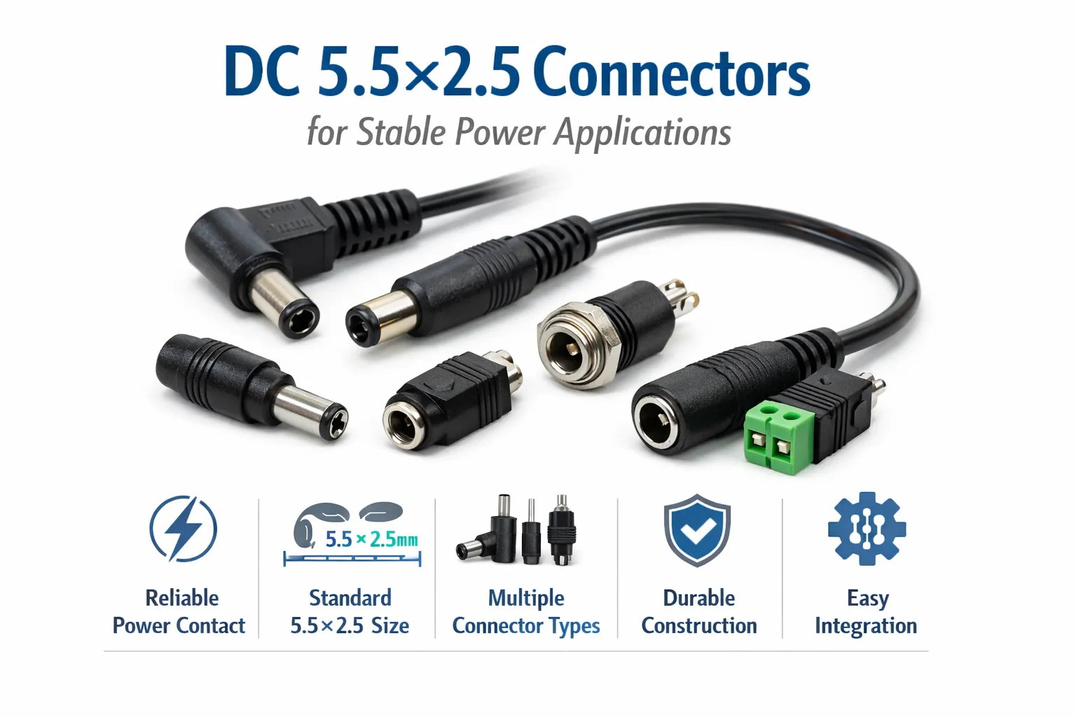Разъемы DC 5.5×2.5 для стаблизирующих применений питания