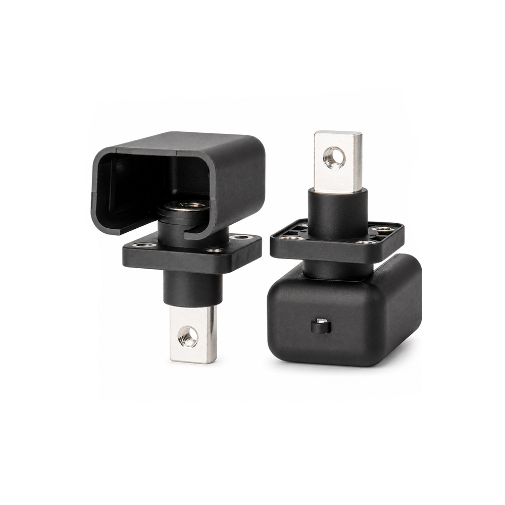 Elecbee Single Stud Type Junction Blocks with Cap, 200A, Internal Screw (M8), Busbar with M6, Flange Mounting, Black