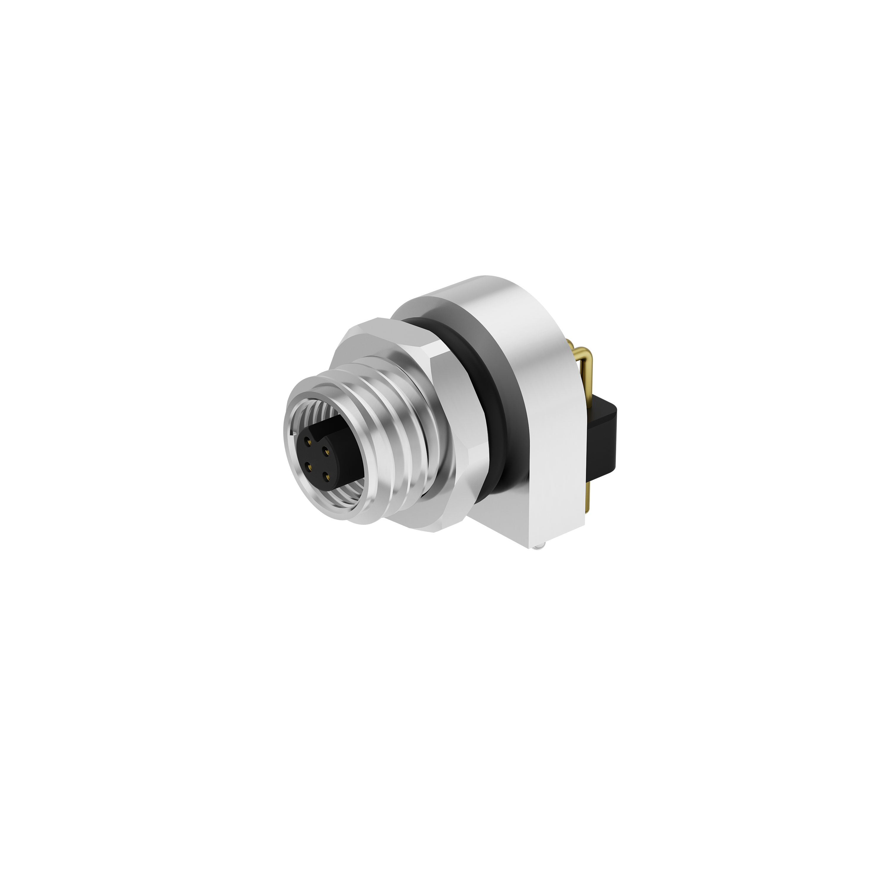 Elecbee M5 4 Pin Female Panel Mount Receptacle, Front Fastened, Unshielded, SMT