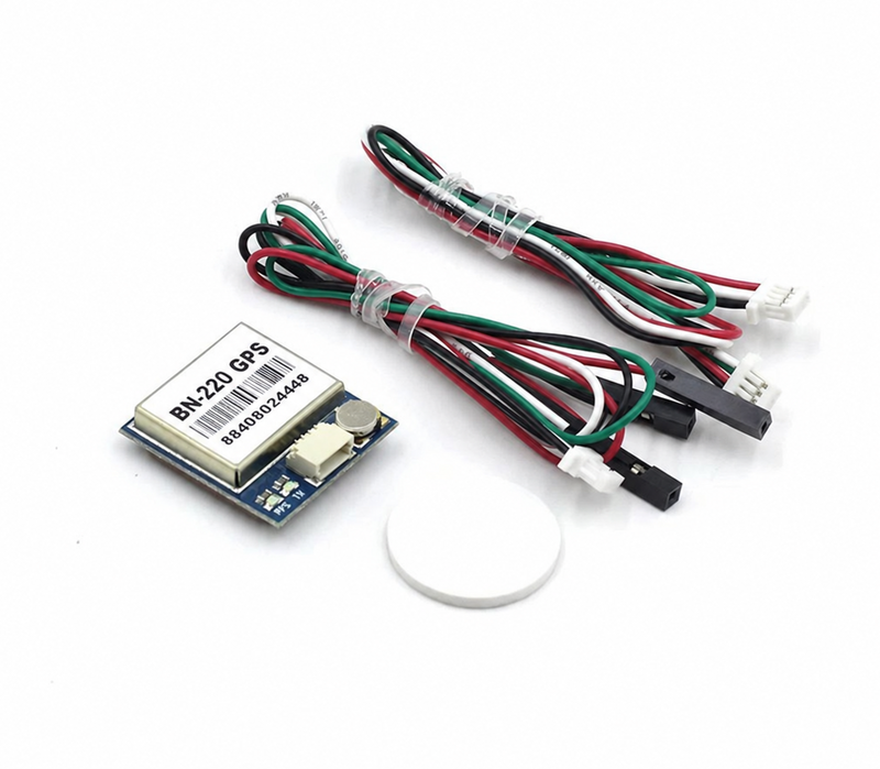 Beitian BN-220 GNSS module package with two cables and round double-sided adhesive pad