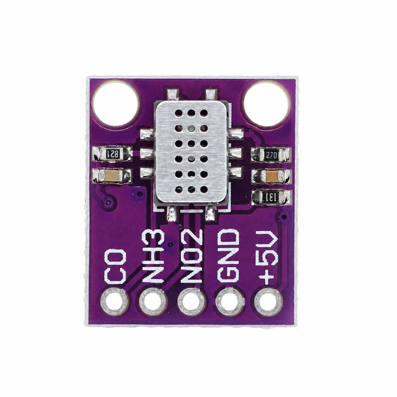 Front view showing CO NH3 NO2 GND and 5V labels on the CJMCU-6814 board