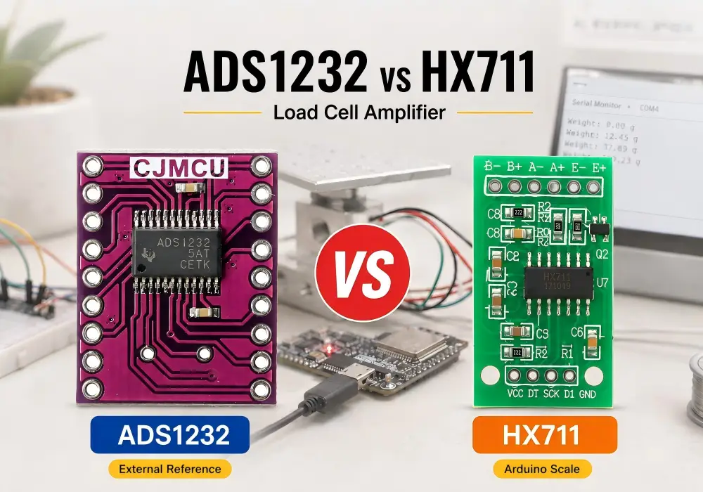 ADS1232 vs HX711 load cell amplifier comparison for Arduino scales