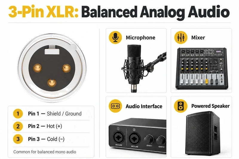 3-pin XLR balanced audio applications and pinout