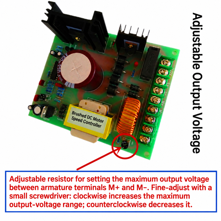 Onboard maximum output-voltage adjustment for motor controller