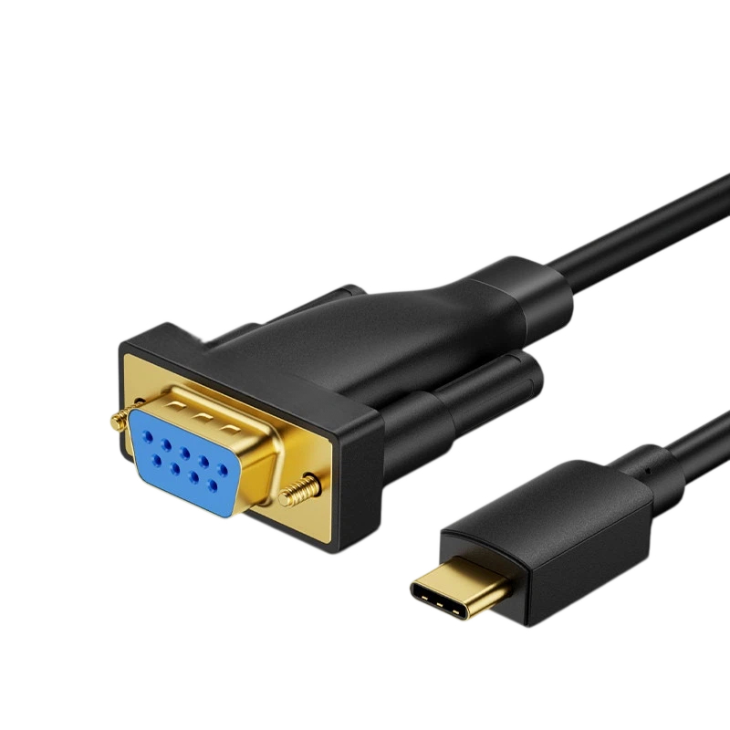 Cavo Adattatore Seriale Elecbee PL2303 da USB-C a RS232 DB9 Femmina 1m 1Mbps Nero Schermato
