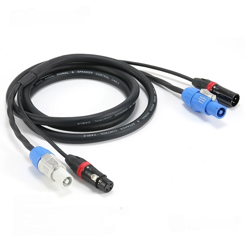 Elecbee Professional DMX + Power Hybrid Cable Neutrik XLR 3-pin maschio/femmina + powercon in/out