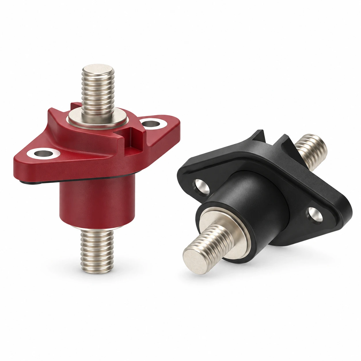 Elecbee Single Stud Type Junction Blocks, 200A, Outer Screw(M8), Outer Screw(M8),Flange Mounting, Red and Black 2pcs Set