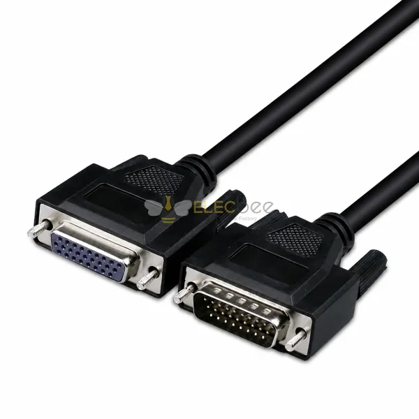 Elecbee HDB26 高密度 DB26 D-Sub 扩展电缆 男性至女性 26 针双屏蔽 SCSI 数据线 1M