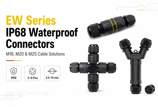 EW Series IP68 Waterproof Connectors – M16, M20 and M25