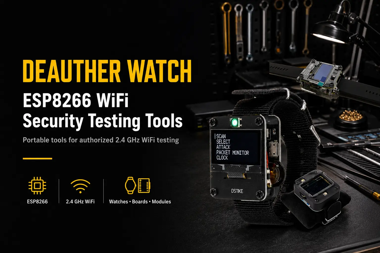 Orologio per i sopra e schede di prova di sicurezza WiFi ESP8266
