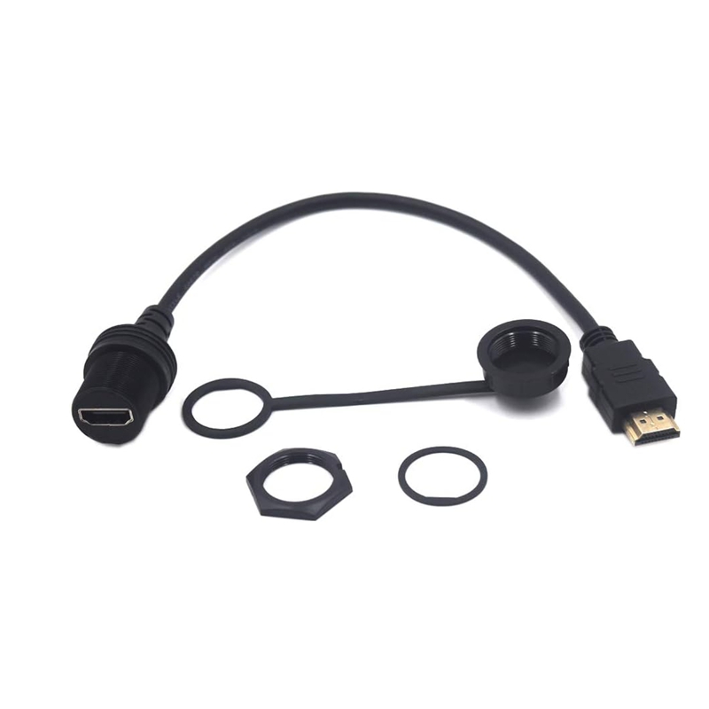 Elecbee 0.3M HDMI 4K@60Hz Flush Mount Male to Female Extension Cable 18Gbps HDMI 2.0 for Car Truck Boat Motorcycle Dashboard Panel