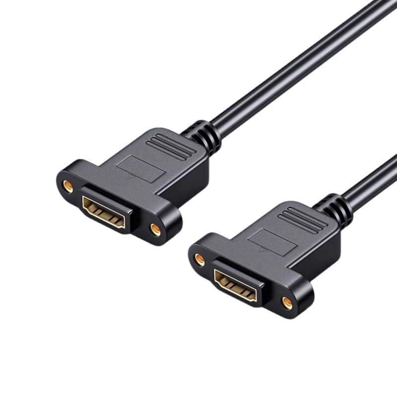 Elecbee HDMI Female to Female Panel Mount Ethernet Adapter High Speed Extension Cable 28AWG with Screws 30CM 4K@60Hz for Notebook Projector HDTV Game Console