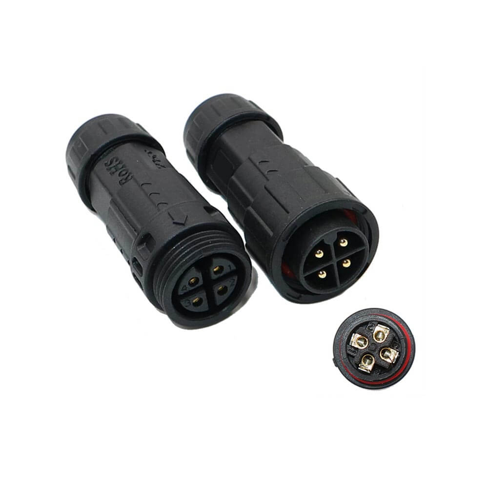 Elecbee M19-4Pin Assembly Connector Male and Female Screw Lock for Cable Led Viewing Light Waterproof Plug