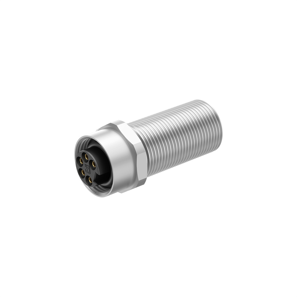 7/8" Feed-Through Connector, 5 Pin, Male to Female, DeviceNet Bulkhead Adapter, IP67