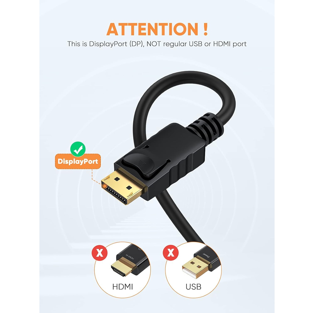 DisplayPort al cavo VGA 1,8 m, DisplayPort su Adattatore VGA Gold placcato 1080p@60Hz, cavo maschio da maschio DP a VGA, compatibile con laptop, PC, TV, proiettore