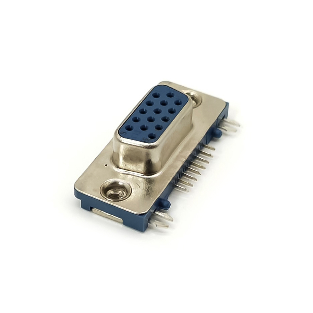 Elecbee Slim d sub 15f D-SUB VGA 15 Pin Female Right Angle Though Hole Connector