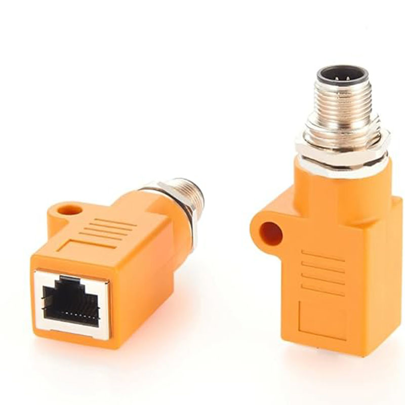 Elecbee Impermeabile M12 Maschio 8 Pin A Codice a RJ45 Presa Arancione adattatore dritto