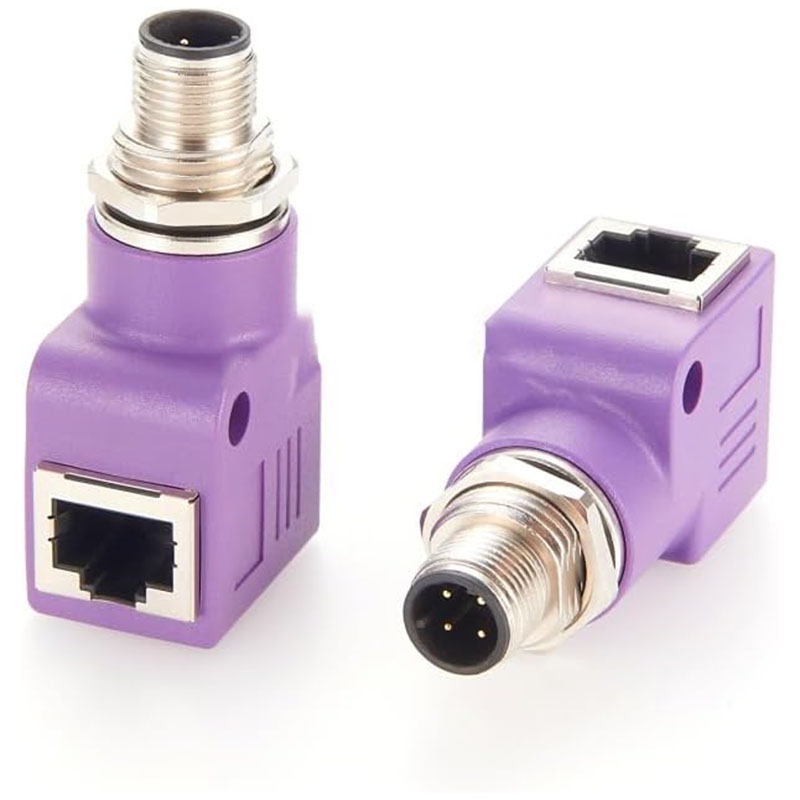 Elecbee Waterproof M12 D code 4 Pin Female/Male to RJ45 Female Socket Adapter Purple