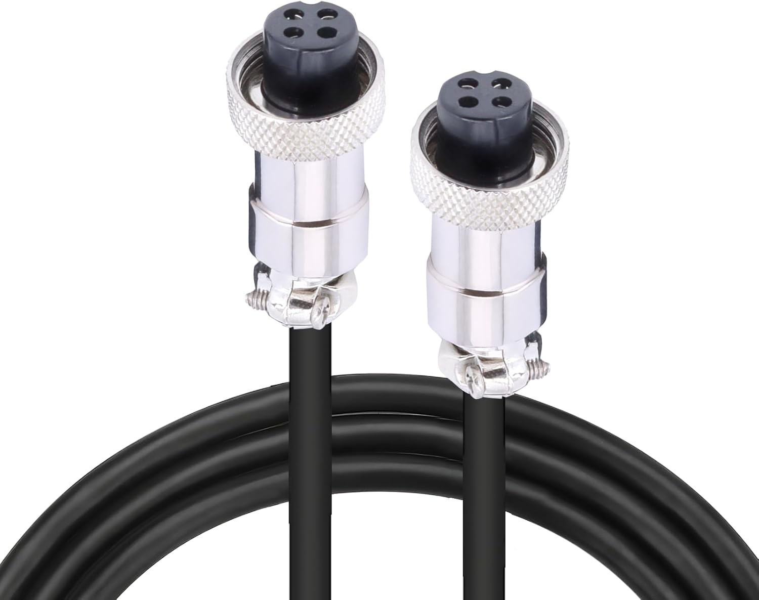 Elecbee GX12 Aviation Connector 4 Pin Cable, Straight Female to Female Head Panel Mount Circular Metal Aviation Adapter Cordset Electrical Cable 1M（3.28 ft） IP55