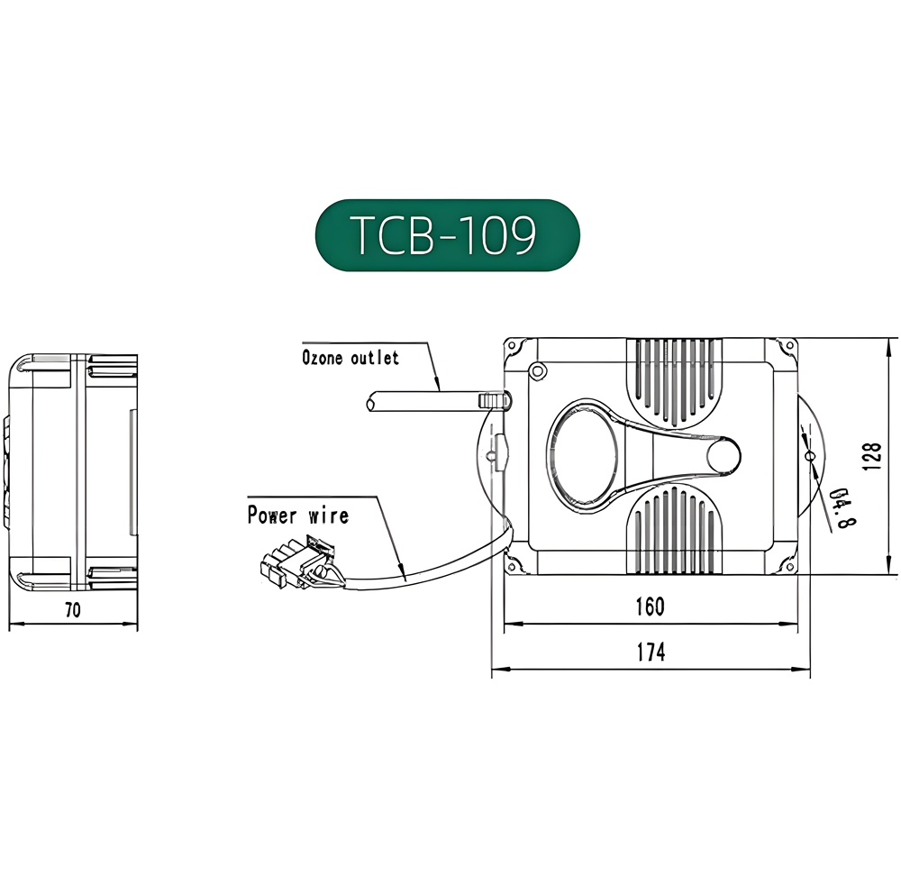 Elecbee TCB-109 SPA 浴缸臭氧发生器臭氧容量 50-300mg/hr AC110-220V 50Hz 用于游泳池水 110V