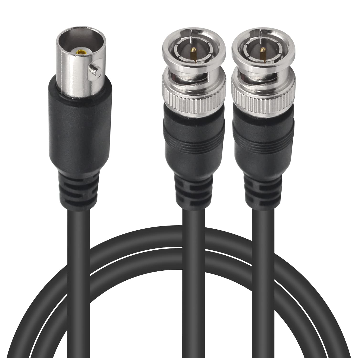 Elecbee BNC Splitter Adapter Cable 50cm/1.5ft, Dual BNC Male to Female Coax Cable 50 ohm, 2 in 1 Out for CCTV, Radio, Modem, Camera