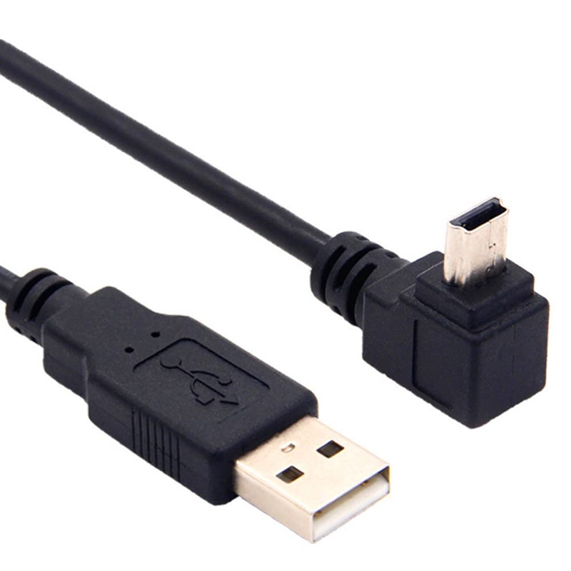 Elecbee USB 2.0 Male to Mini USB 5 Pin Male 90 Degree UP Angled Charging Data Transfer Extension Cable 0.50M for Dash Cam/GPS/Microphone 1M