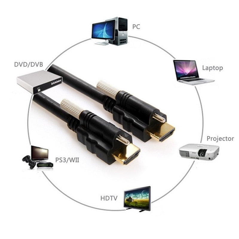 Elecbee HDMI 남성에서 나사 길이 1/3/5미터를 갖춘 남성 직선 변환 케이블 5m