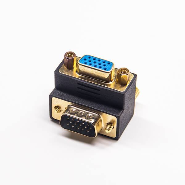 Elecbee 15 Pin VGA Gender Changer Male To Female Right Angle Gold High Density D-Sub