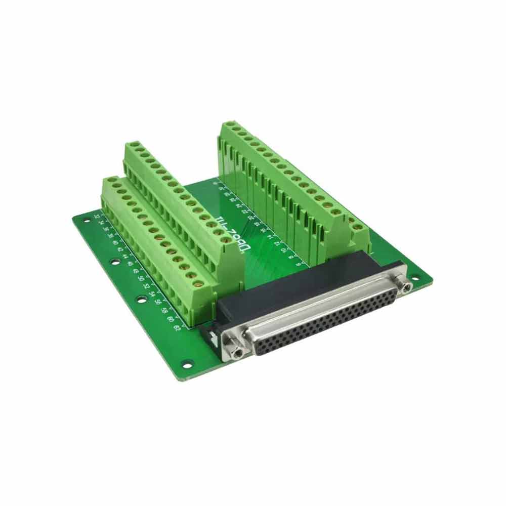 Elecbee DB62免焊端子台转接线端子排 62芯接插件信号连接器 导轨C45 单62针母头端子台