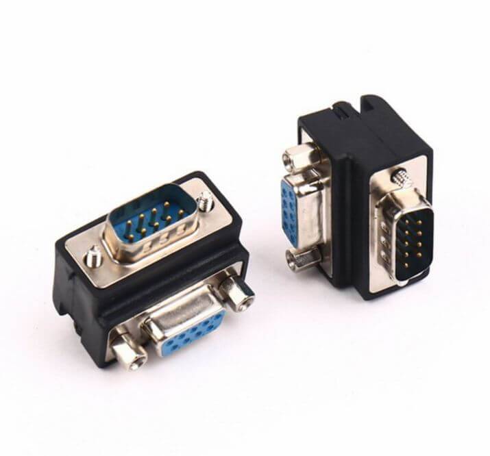 Elecbee 转接头注塑标准型9针公头转母头弯式DB转接头