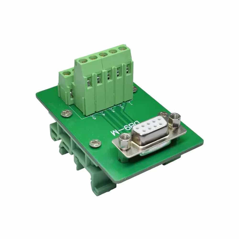 Elecbee DB9免焊接端子台 DIN导轨工控自动化 DR9针串口中继板直脚 母头 配支架