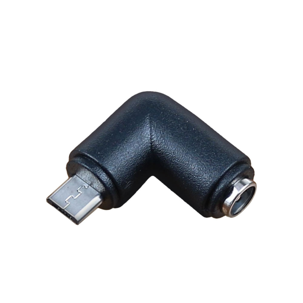 Elecbee 弯式DC连接器DC5.5x2.1mm母转Micro USB公直流电源插头适配器