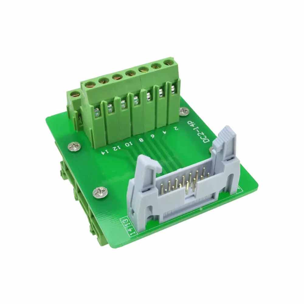 Elecbee DC2 14P Latched Header Connector Extension Line Terminal 14 Pin Bullhorn Connector with Bracket Terminal Block Relay Extension Board Terminal Block with Simple Bracket