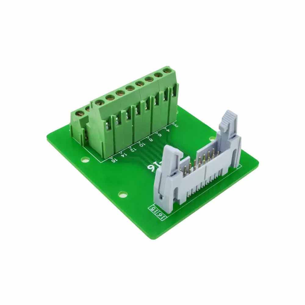 Elecbee DC2 16P Latched Header Connector Extension Line Terminal 16 Pin Bullhorn Connector with Bracket Terminal Block Relay Extension Board Single Solderless Terminal Block