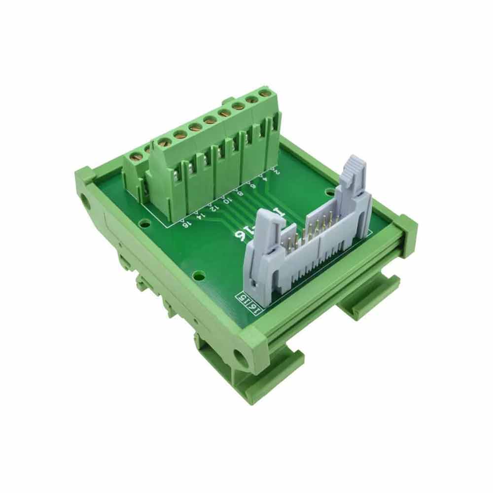 Elecbee DC2 16P Latched Header Connector Extension Line Terminal 16 Pin Bullhorn Connector with Bracket Terminal Block Relay Extension Board Solderless Terminal Block with Module Rack