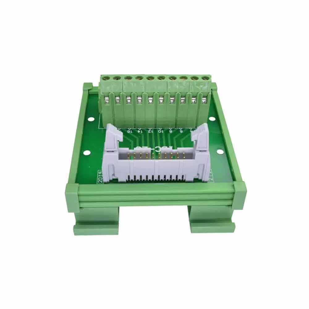 Elecbee DC2 20P Latched Header Connector Extension Line PLC Automation Relay Board with Solderless Terminal Block 20 Pin Latched Header Connector with Module Rack