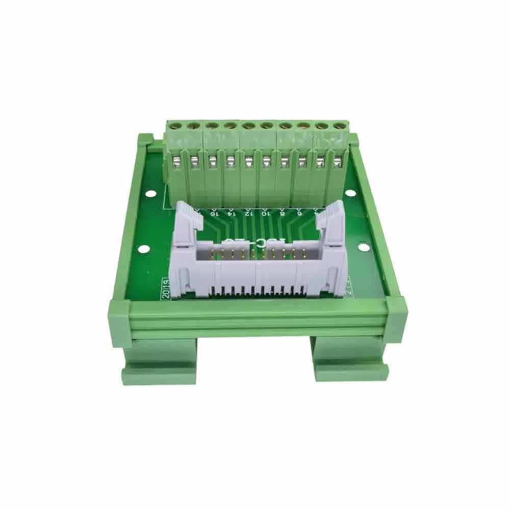 Elecbee DC2 20P Latched Header Connector Extension Line PLC Automation Relay Board with Solderless Terminal Block 20 Pin Single Latched Header Connector