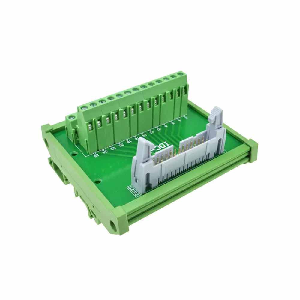 Elecbee DC2 26P Latched Header Connector Extension Line Terminal Terminal Block 26 Pin Bullhorn Connector with Bracket Relay Extension Board Terminal Block with Module Rack