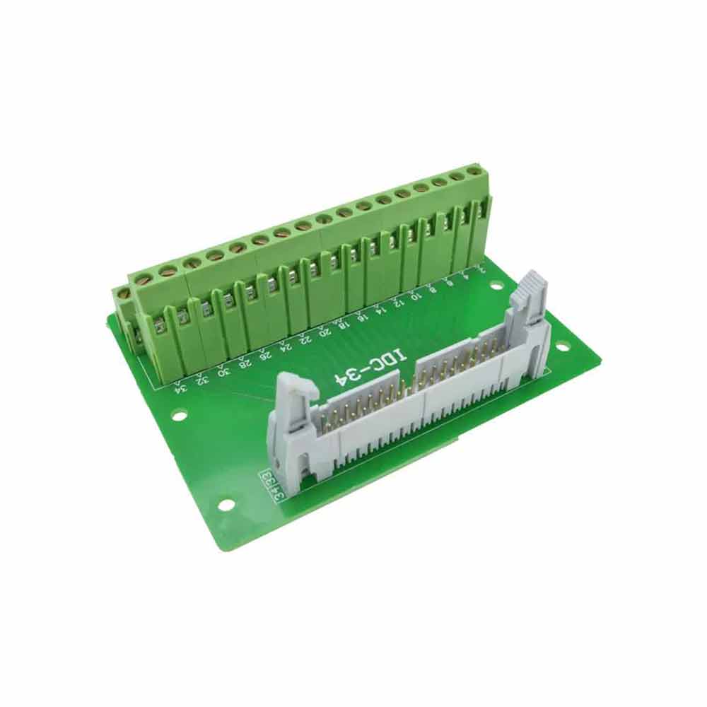 Elecbee DC2 34P Latched Header Connector Extension Line Terminal Single 34 Pin Latched Header Connector PLC Relay Extension Board 34 Pin Connector Bullhorn Terminal Block