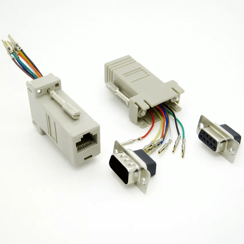 DB9 Female to RJ45 Female Modular Adapter Gray Color Assemble with Shell