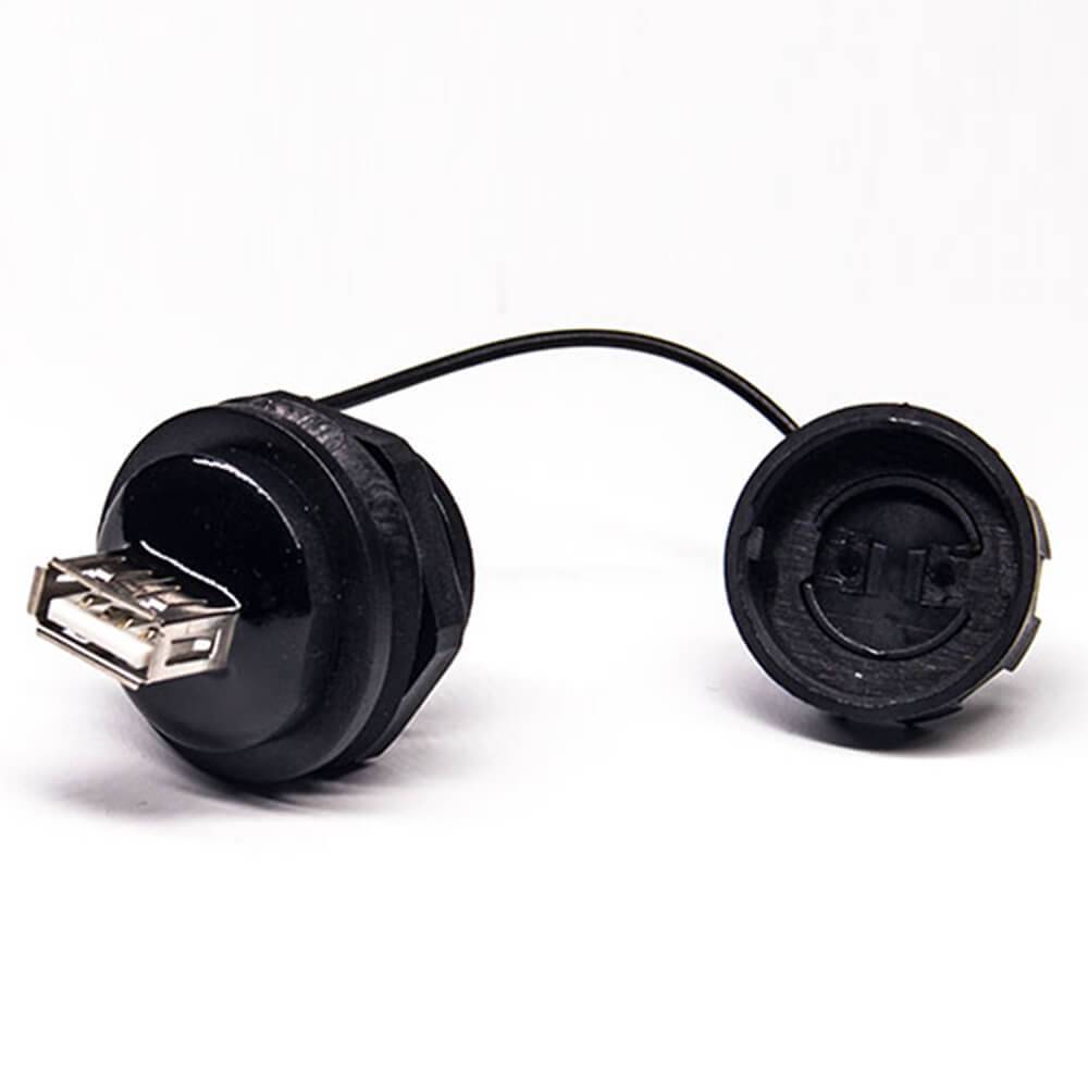 Elecbee Waterproof USB 2.0 Connectors Type A Female to Female Panel Lock IP67 Waterproof Adapter with Dust Cover
