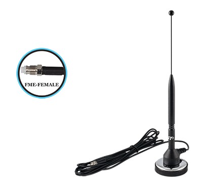 Elecbee Auto Cell Antenna, 2" Magnet Base, 11" Long, 10ft Cable, FME Connector
