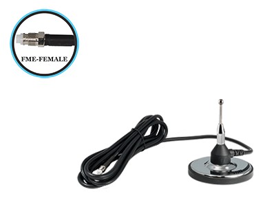 Elecbee Auto Cell Antenna, 3.25" Mag. Base, 2" Tall, 18 ft. Cable FME Conn.