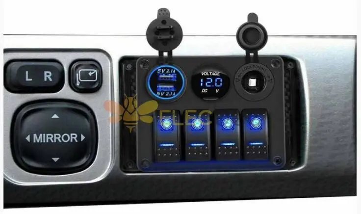 Enhance Your Vehicle's Convenience and Style with the 4 Gang Combo Panel Switch Boat Style Assembly